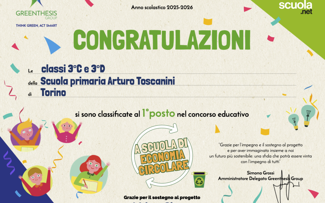 Vincita concorso educativo “A scuola di economia circolare” a.s. 2025-26
